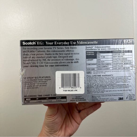Scotch 1 EG+ High Grade T-120 Blank VHS Videocassette 2 Standard 3 Pack NOS VTG - Picture 6 of 11